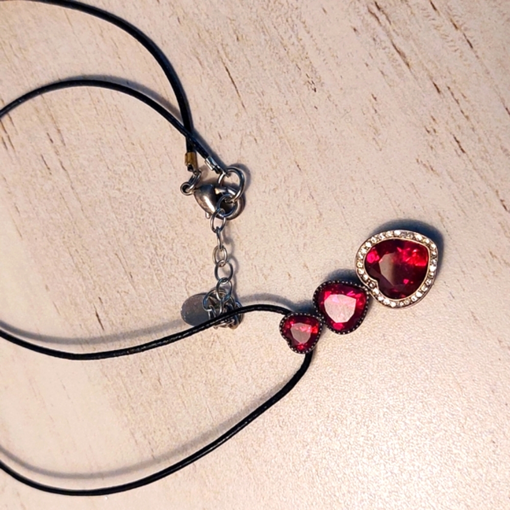 Elegant Sterling Silver Ruby Red Heart Pendant Necklace